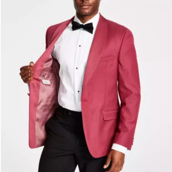 Alfani Men's Slim Fit Tuxedo Jacket Floral Dusty Rose 40L Suit Jacket Blazer New - Picture 4 of 11